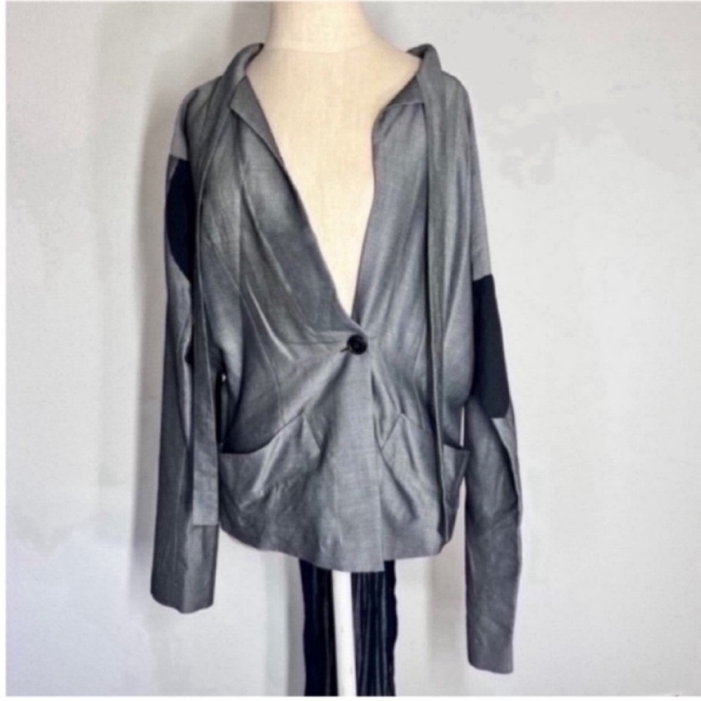 Vivienne Westwood Gray Draped Blazer with Black Elbow Patches